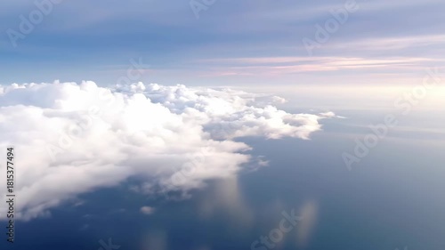 Vast Blue Ocean Under Soft White Clouds, Serene Sky Above, Tranquil Nature View, Peaceful Sea, Inspiring Awe