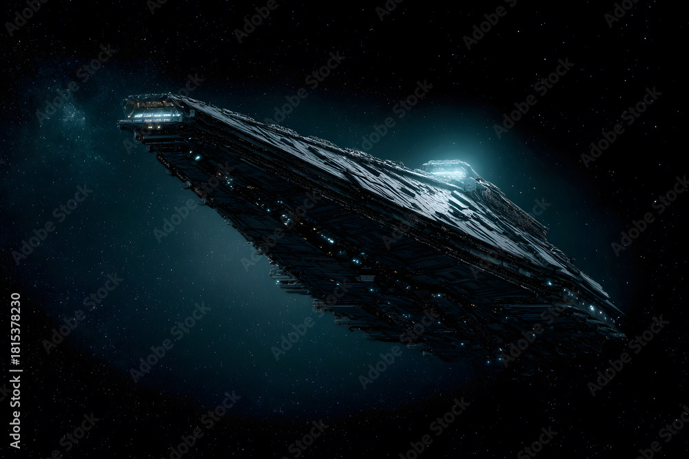 Fototapeta premium Massive Futuristic Starship Navigating Deep Space