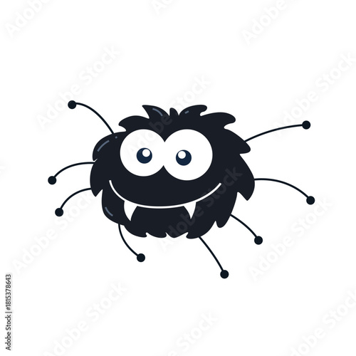 Cute cartoon spider with big eyes and a fluffy body.