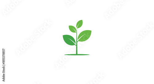 Simple flat design illustration of a small green plant sprout symbolizing growth new beginnings and environmental care.