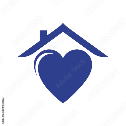 A comforting and caring home symbolized by a loving heart under a roof, representing security and affection