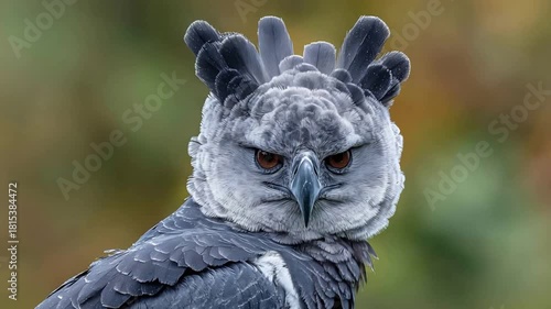 Wallpaper Mural Majestic Harpy Eagle Glaring Fiercely with Intense Gaze in Nature. Torontodigital.ca