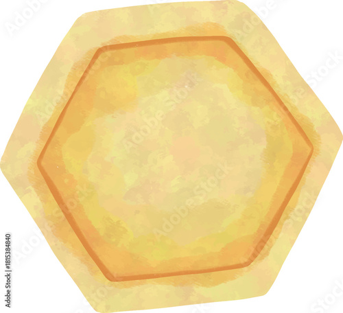 Honeycomb Cell Illustration – Single Golden Hexagon Design
