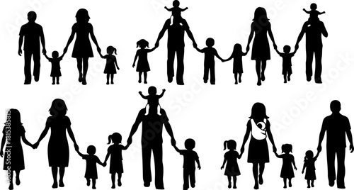 family silhouette, family bundle, family clipart, family svg, family png, family eps, family vector, parents silhouette, kids silhouette, mom dad kids, couple silhouette, children silhouette, family w