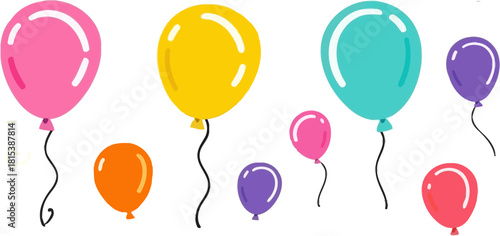 Bright colorful balloon clipart set with smooth soft shapes perfect for digital planners journaling stickers scrapbook crafts and cheerful printable party designs