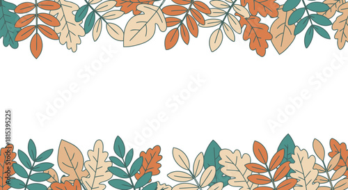 Autumn Leaves Decorative Frame with Blank White Space