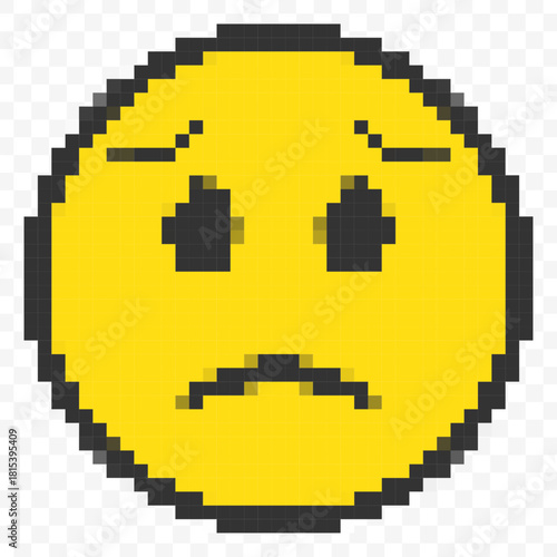 Pixelated Sad Face Expression Emoticon Design Graphic Illustration Asset