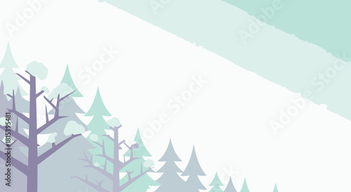 Here's a stock photo description based on the image:

**Title:** Stylized Winter Forest Landscape Background with Snow and Pastel Colors