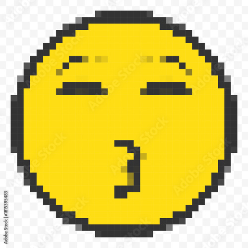 Pixelated Simple Smiling Face Blowing Kiss Emoji Design Illustration
