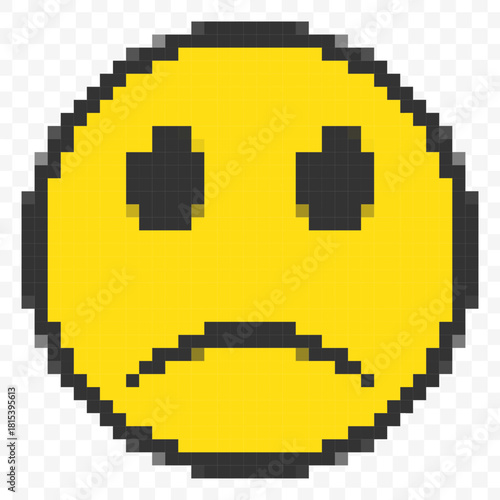 Pixelated Style Digital Sad Face Depression Expression Symbol Icon