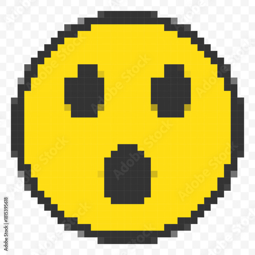Pixelated Digital Shocked Expression Face Emoticon Graphic Element