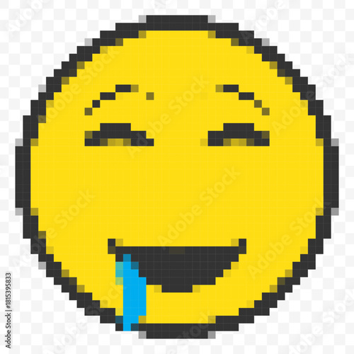 Pixel Art Drooling Face Smile Emoticon Expression Illustration Design