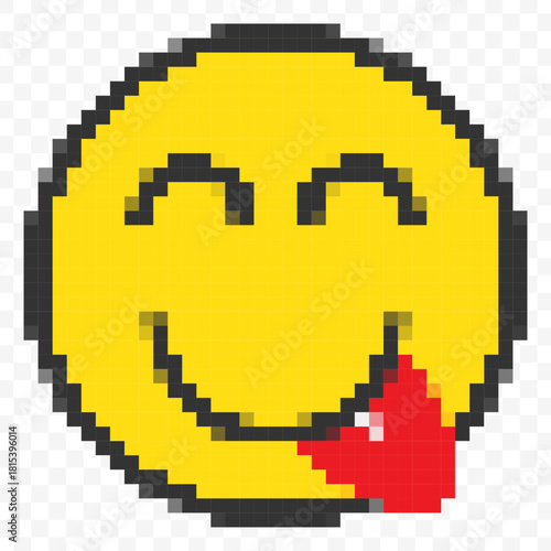 Pixelated Flat Style Drooling Face Emoticon Character Design Icon Element