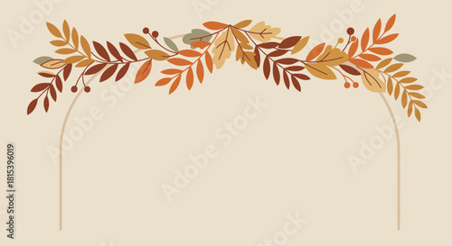 Fall Foliage Frame Template with Space for Text, Perfect for Thanksgiving Cards and Harvest Event Invitations