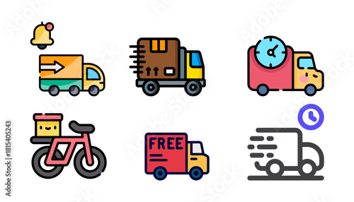Premium Delivery Icon & Vector Pack | Fast Delivery, Delivery Bike, Delivery Truck, Emergency Delivery Illustrations