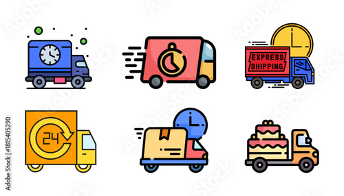 Premium Delivery Icon & Vector Pack | Fast Delivery, Delivery Bike, Delivery Truck, Emergency Delivery Illustrations