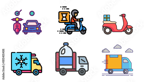 Premium Delivery Icon & Vector Pack | Fast Delivery, Delivery Bike, Delivery Truck, Emergency Delivery Illustrations