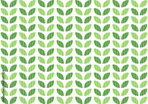 背景　葉っぱのパターン　ボーダー柄　緑