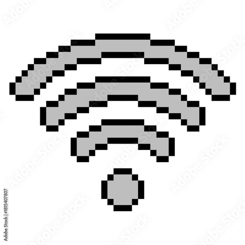 Pixel Wi fi Icon Vector Ideal for gaming interfaces, technology, connectivity, or digital art themes requiring a simple retro 8-bit aesthetic.