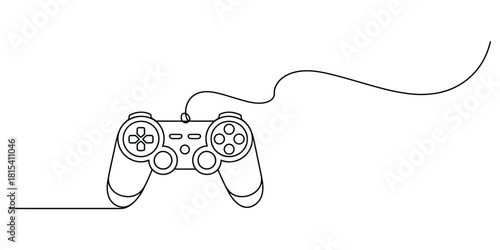 One continuous line drawing art of modern video game controller