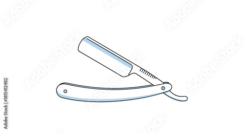 Illustration of a traditional straight razor with a closed handle and sharp blade.