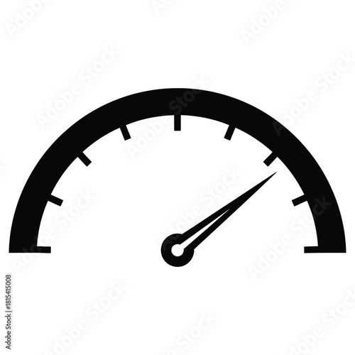 Simple black and white speedometer icon displaying a moderate speed reading,Performance indicator speedometer gauge icon for data metrics