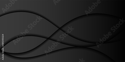 Dark deep black dynamic abstract vector background with wavy lines. Modern creative halftone premium gradient.