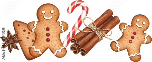 Vector Illustration Festive Gingerbread and Holiday Spices Collection