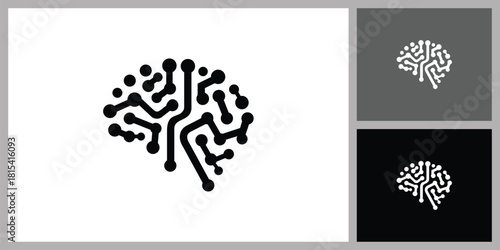 Digital Circuit Brain AI Icon