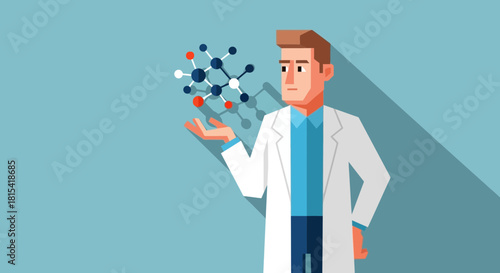 Scientist studying molecule structure for innovative medical research, showcasing advanced scientific discovery and pharmaceutical breakthroughs in biotech industry