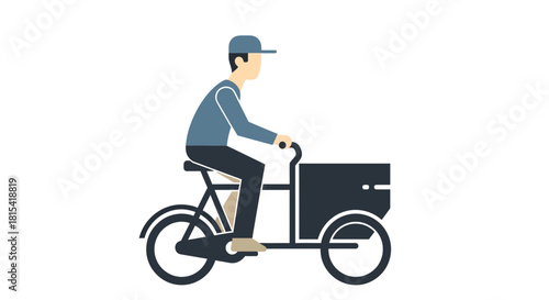 Efficient urban delivery concept with a bike courier, perfect for eco-friendly logistics and fast service, a modern, stylish flat design ideal for websites