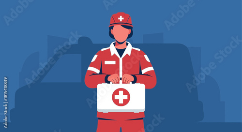 Dedicated paramedic with first aid kit ready for emergency, ensuring safety and immediate care, a symbol of hope, service, and quick response