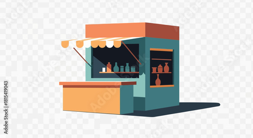 Charming storefront featuring craft bottles and pottery, ideal for a small business or boutique shop, creating a welcoming and artistic vibe for customers