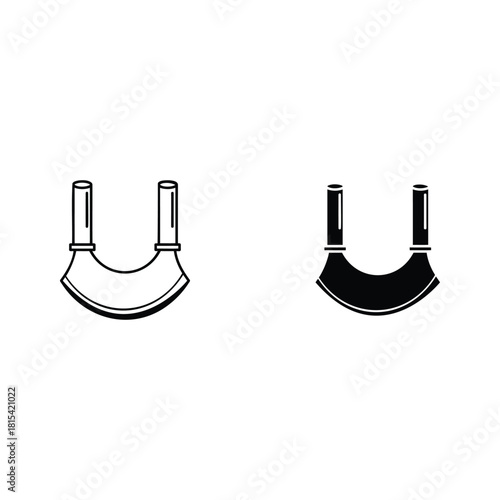 Mezzaluna knife icon set, outline and solid style graphic vector