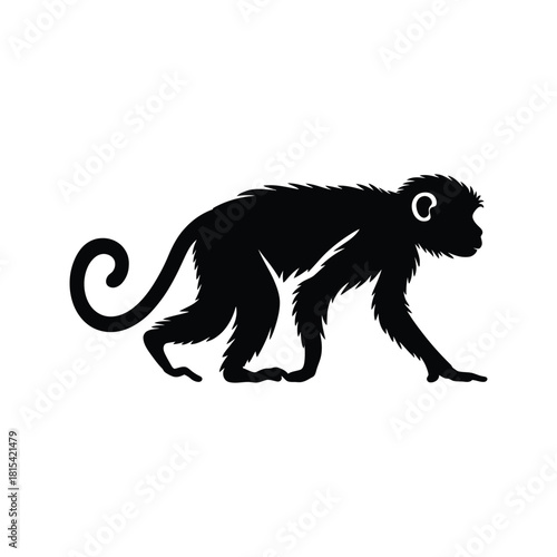 Monkey Icon – Wild Animal Monkey Silhouette Vector