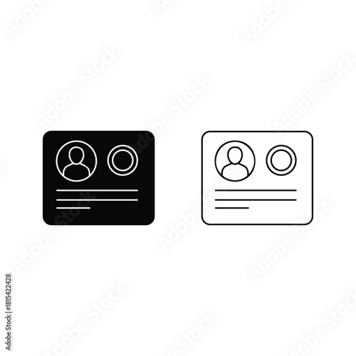 User profile identification card and settings icon symbol concept