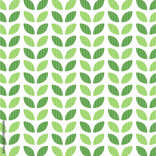 正方形の背景　葉っぱのパターン　ボーダー柄　緑
