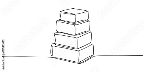 Continuous line drawing of stacked rectangles minimalist art