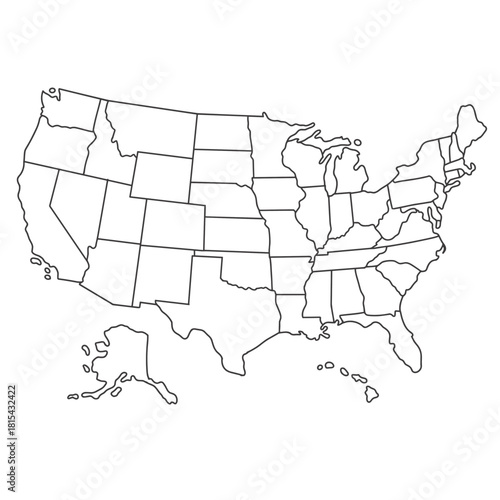 Map of the United States with State Outlines