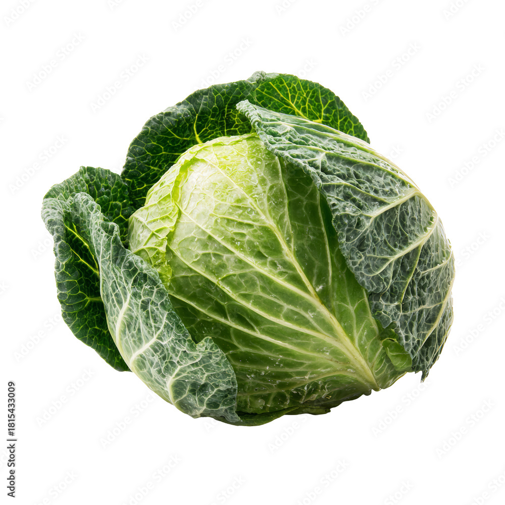 Fototapeta premium Savoy cabbage head showing fresh green leaves