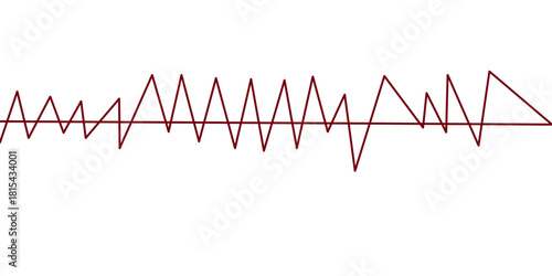 Sharp zigzag frequency line forming an abstract rhythm pattern on a clean white field