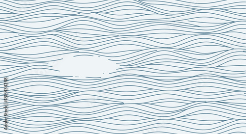 Abstract background of hand-drawn wavy lines creating a water or sea texture, with a blank oval copy space in the center for text.