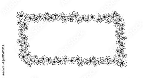 A beautiful rectangular frame made from a cluster of small, hand-drawn flowers, creating a delicate and intricate floral border.