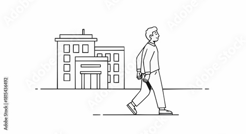 Man walking confidently towards his destination with purpose and determination.