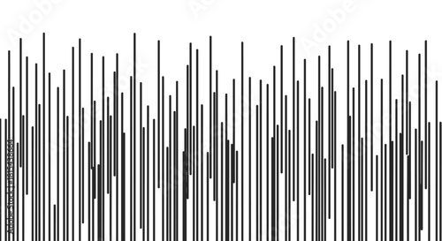 Abstract monochrome background featuring a dense pattern of vertical black lines with varying thickness, creating a dynamic texture.
