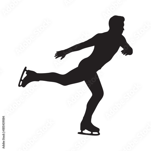 Elegant ice skater silhouette performing graceful arabesque, showcasing athleticism and artistry, perfect for sports or winter themes, originally a vector graphic