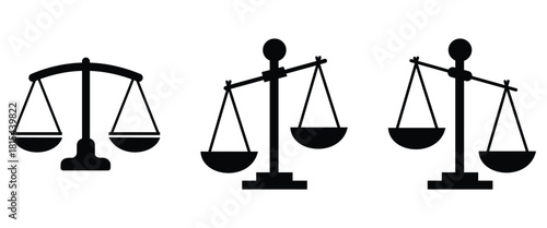 “Scales of Justice Icon Collection – Classic Legal Balance Symbols and Vintage Law Silhouette Set”