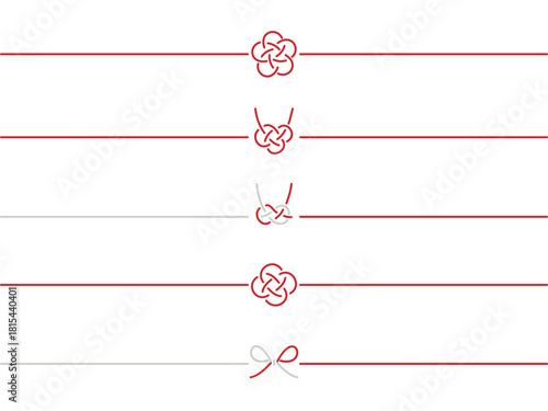 シンプルでかわいい水引のイラストのセット