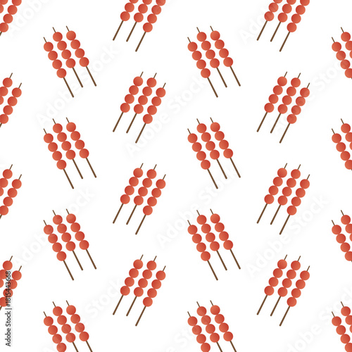 Simple Repeating Skewer Meatball Stick Pattern on White Background