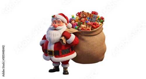 santa claus with gifts isolated